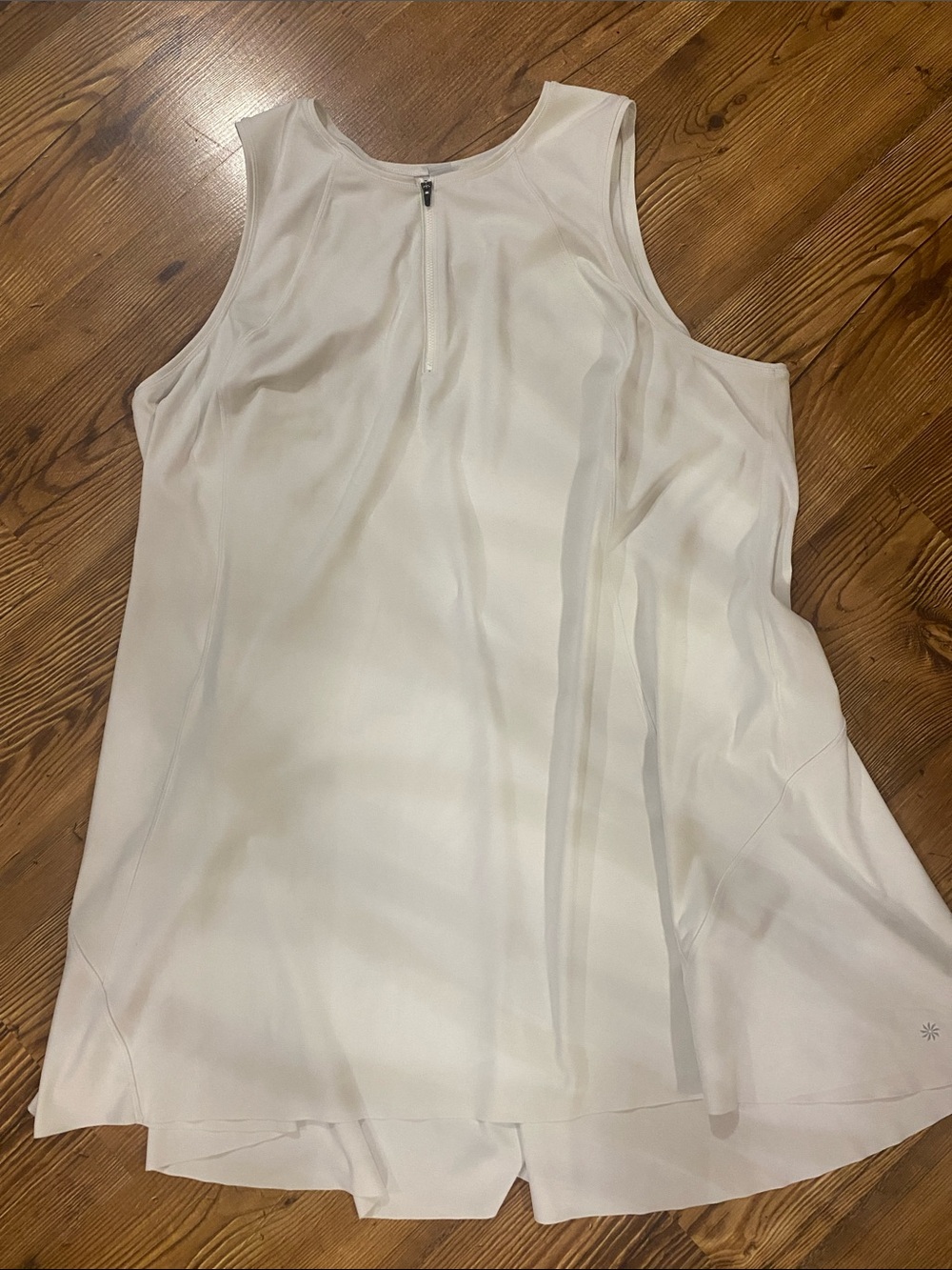 Athleta White Sleeveless Layered Tank Dress with Front Zip